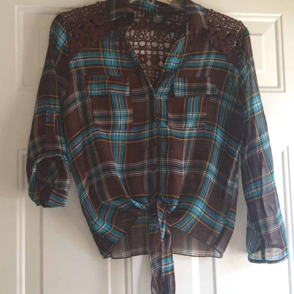 Women's Rue 21 Top Blue Plaid Size Small